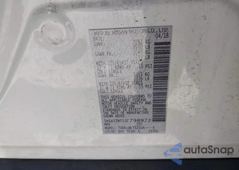 2018 Nissan Rogue Sv z USA, uszkodzony, nr VIN 5N1AT2MT5JC798972